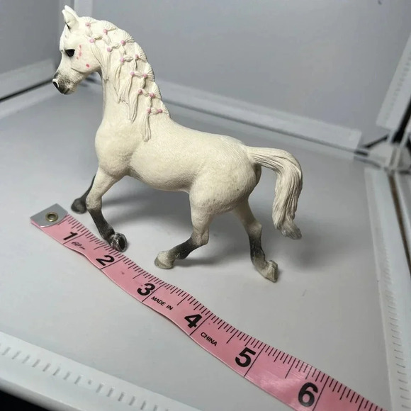 SCHLEICH Horse White Arabian Mare Pink Braids Figure - Picture 4 of 5